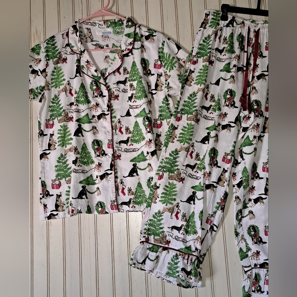 Ladies Jaye’s Studio Danika Herrick Christmas Dog Print pj Pajamas Pant Top S